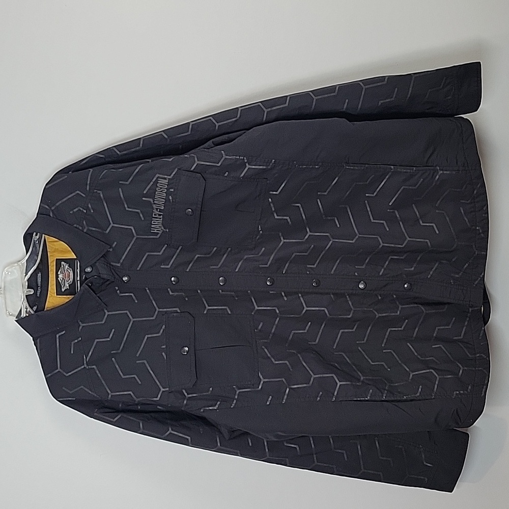 Harley Davidson Snap Front Shirt Jacket Men's size 3XL Gray Black